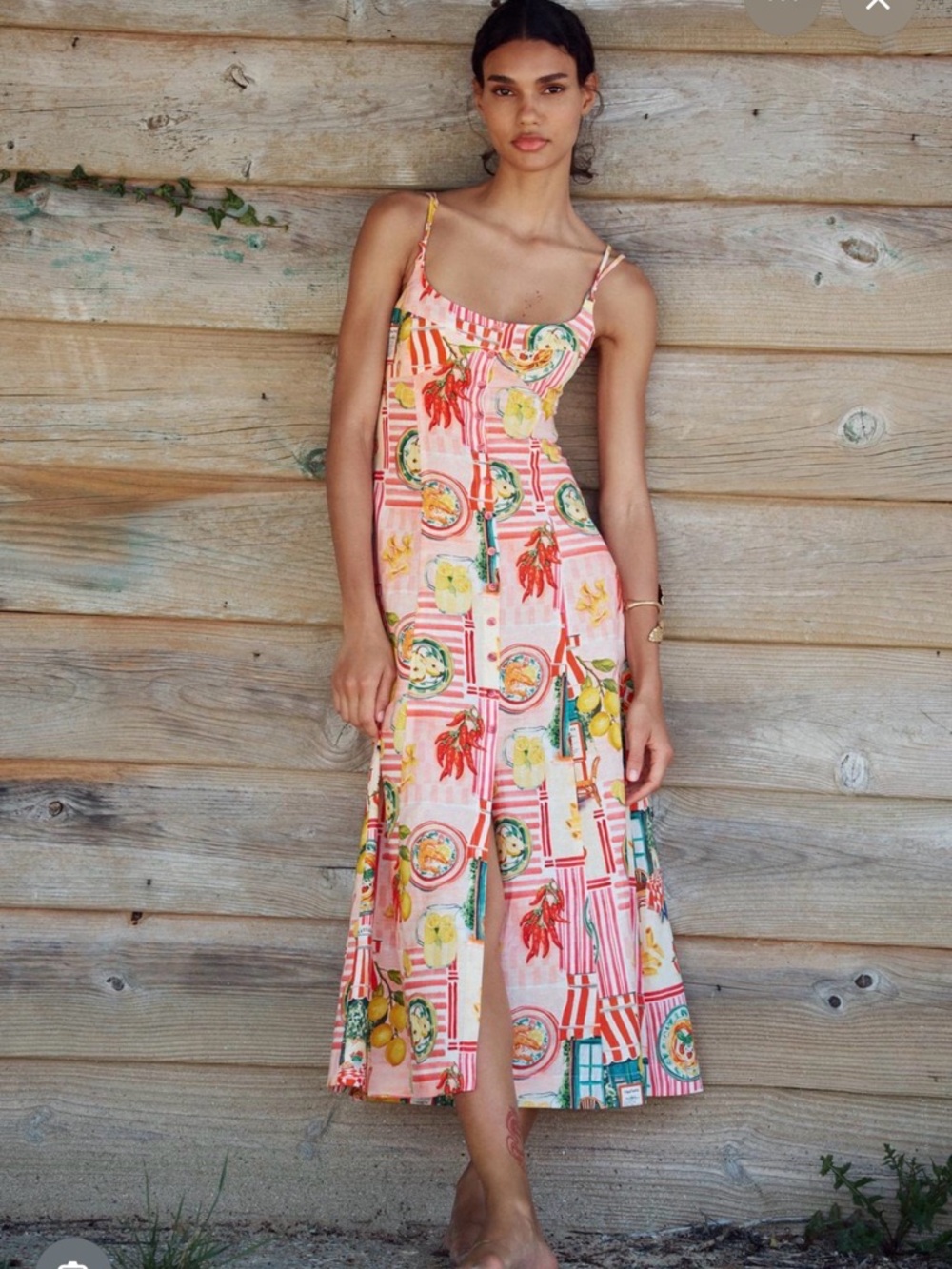 Zara Patchwork Print Linen Dress 🍝🌶️🍋🍹